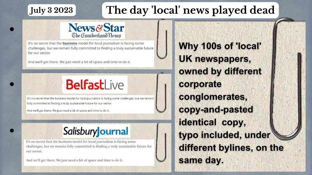 local news newspaper journalism ethics BBC corporate news deserts
